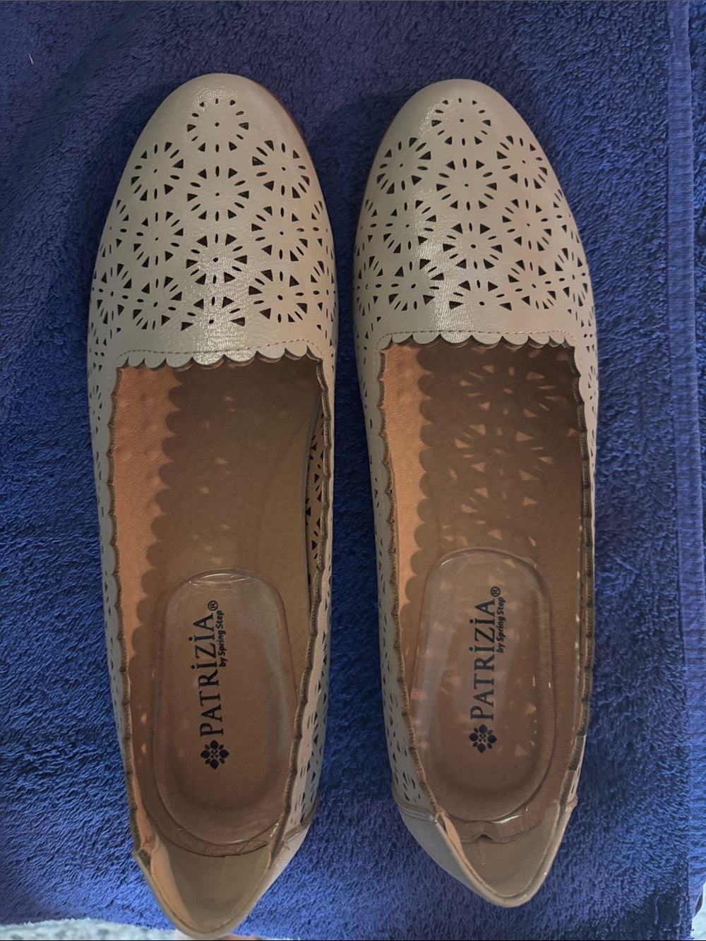 Spring Step Beige Laser-Cut Ballet Flats